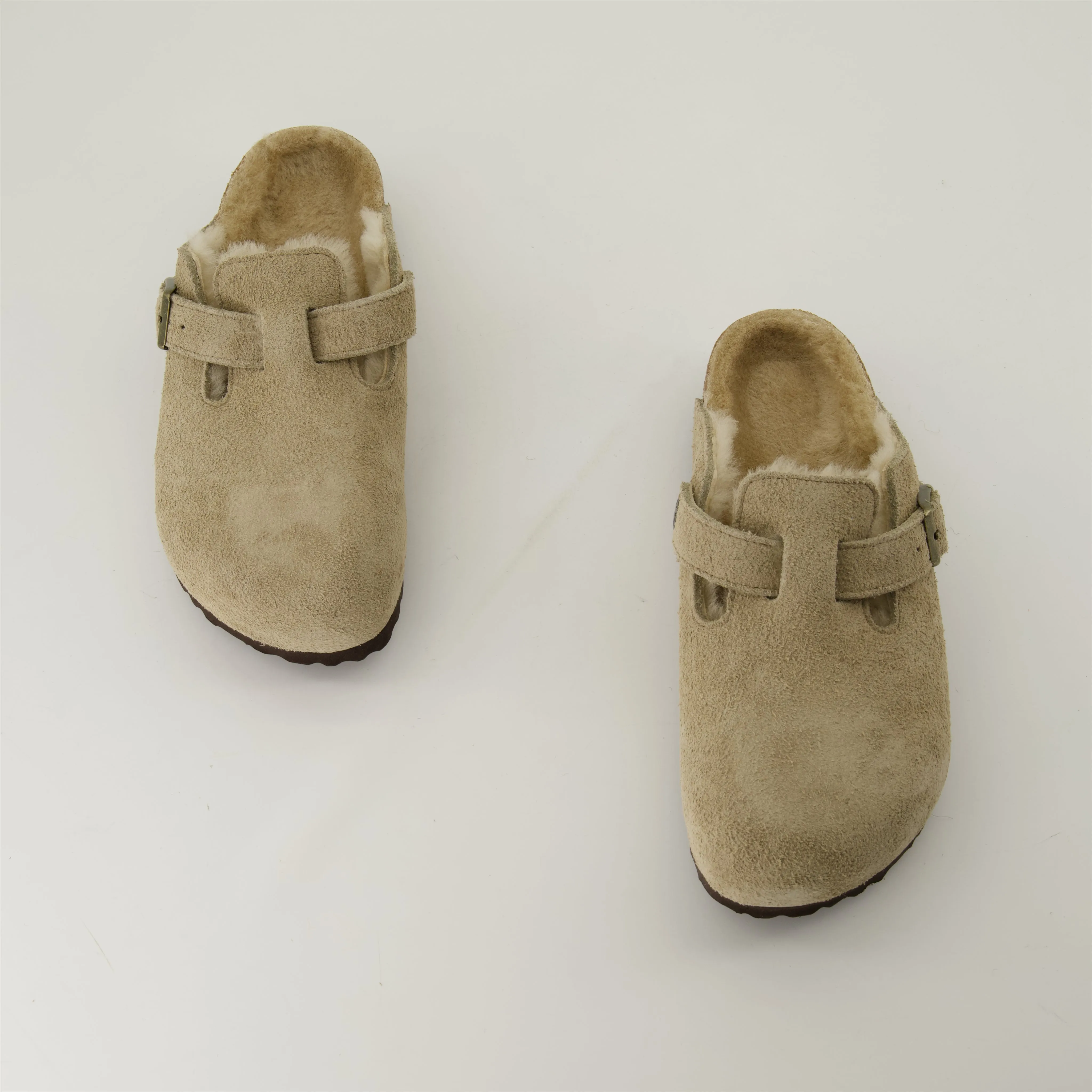 Beige Fur Mules Boston