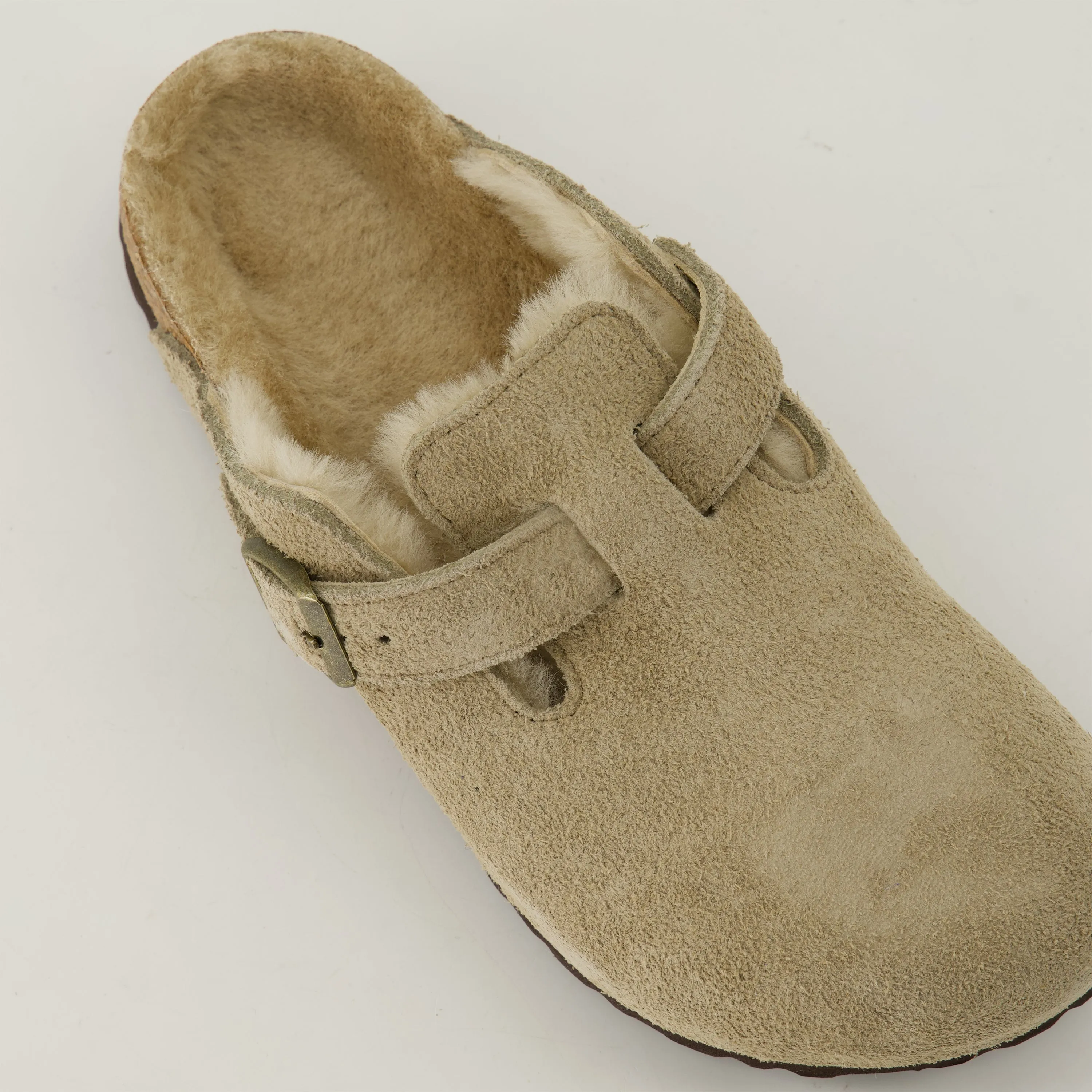 Beige Fur Mules Boston