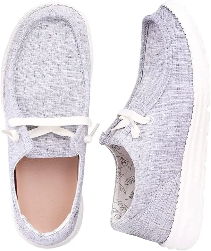 BENEKER Women's Loafers Slip On Low Top Sneakers Casual Boat Shoes Comfortable Walking Flats Breathable Canvas Shoes