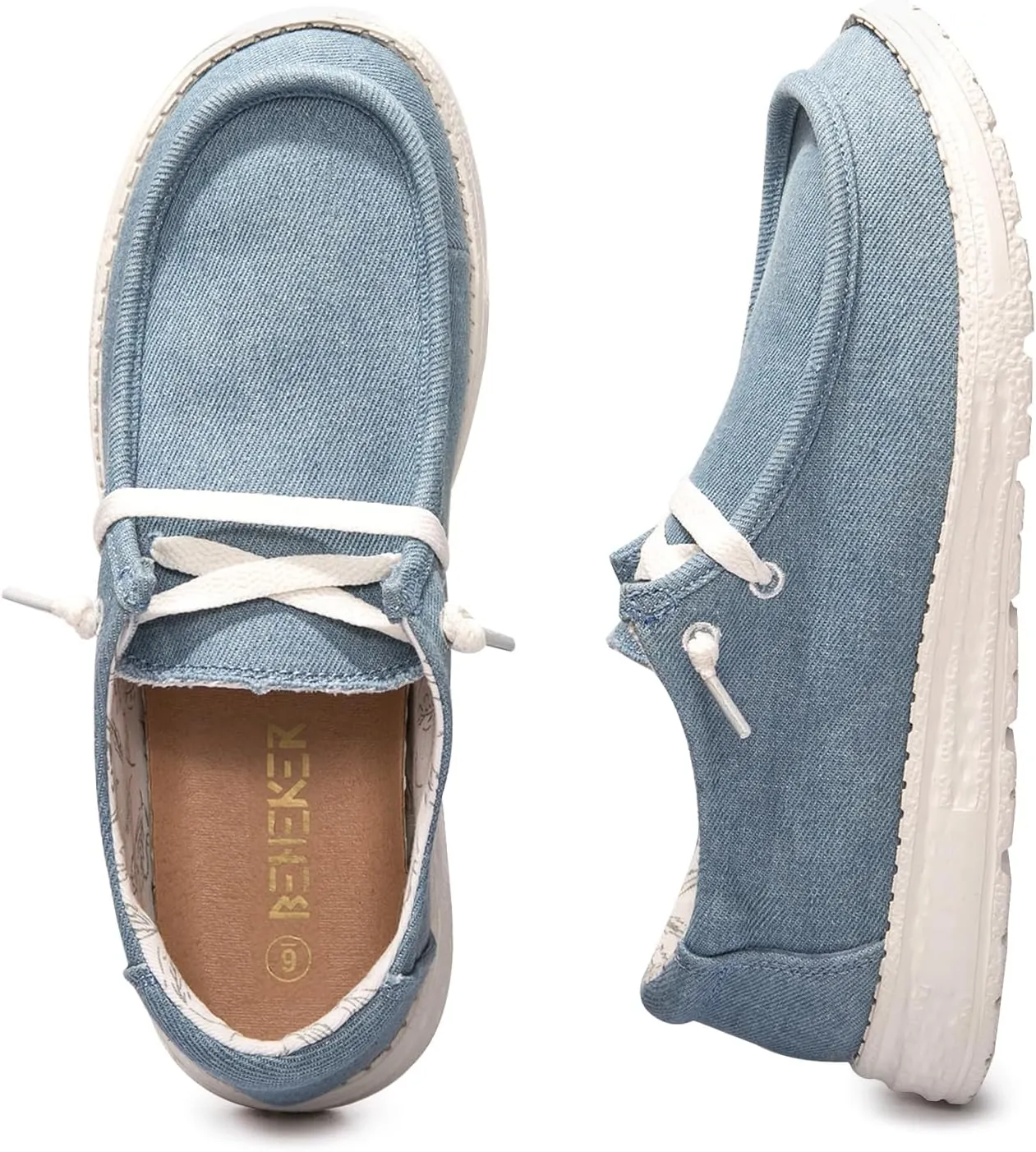 BENEKER Women's Loafers Slip On Low Top Sneakers Casual Boat Shoes Comfortable Walking Flats Breathable Canvas Shoes