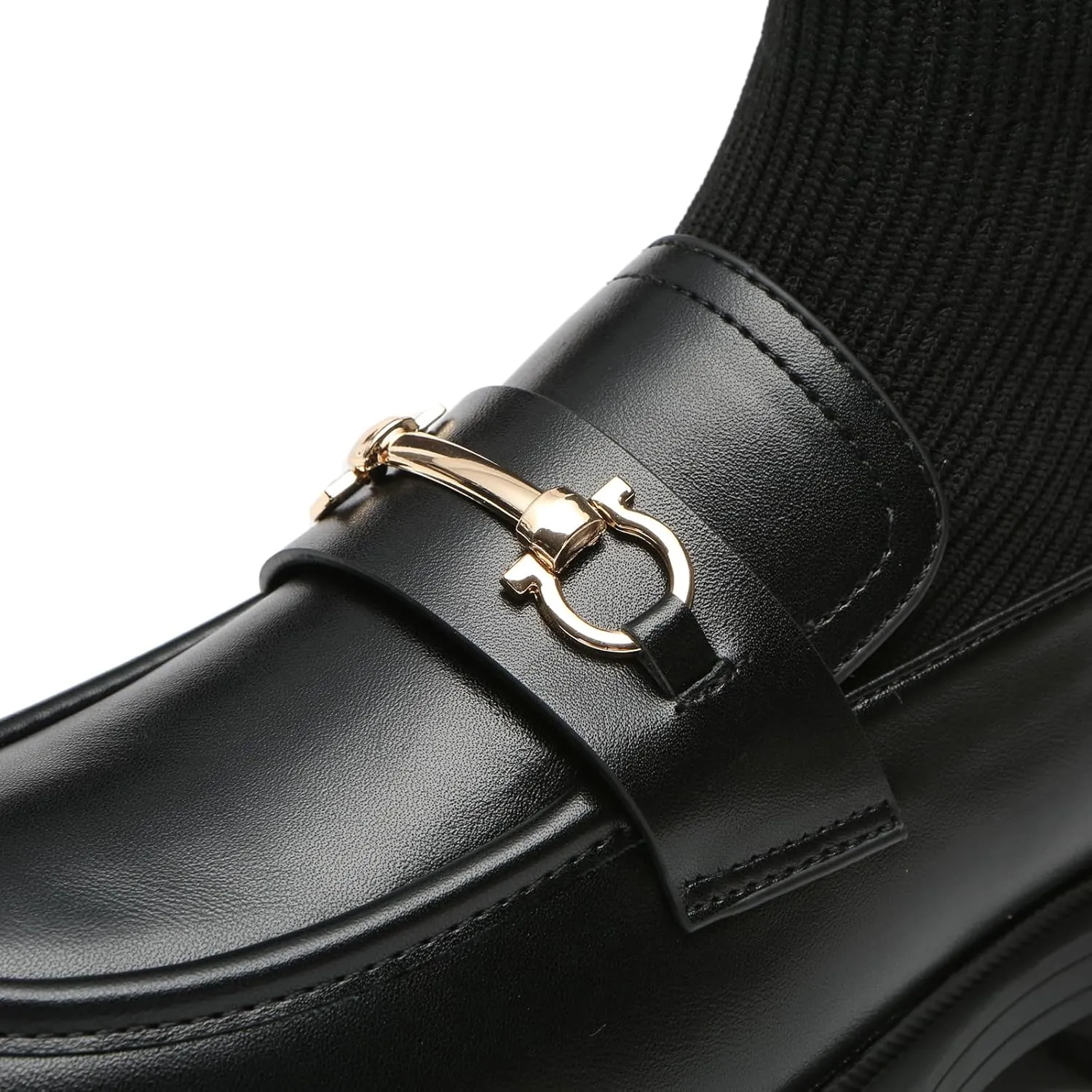 Bernal Women's Platform Chunky Heel Casual Comfortable Loafers School Shoes Slip On Ankle Booties Elastic Gore