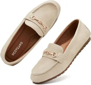 BGSTGUDS Women's Wide Loafers Shoes Cute Dressy Shoes Ladies Comfort Flats Slip Ons Work Shoes