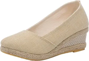 Black Nude Silver Gold Wedges for Women Low Heel Comfortable Closed Toe Women Pumps Dress Shoes