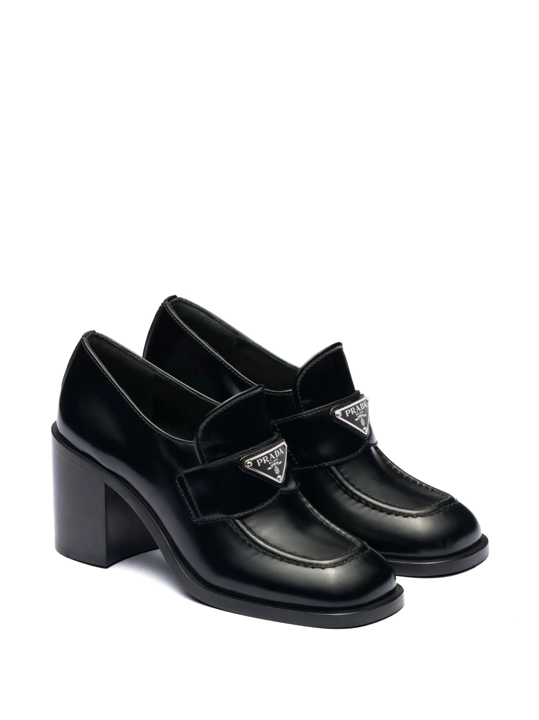 block-heel Guaranteed security Secure platform brushed-leather loafers
