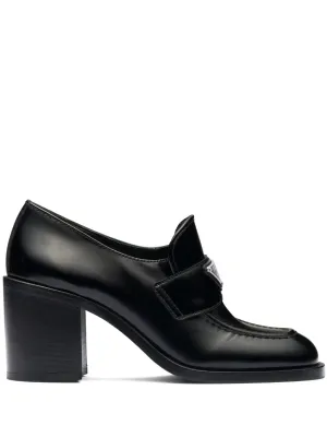 block-heel Guaranteed security Secure platform brushed-leather loafers