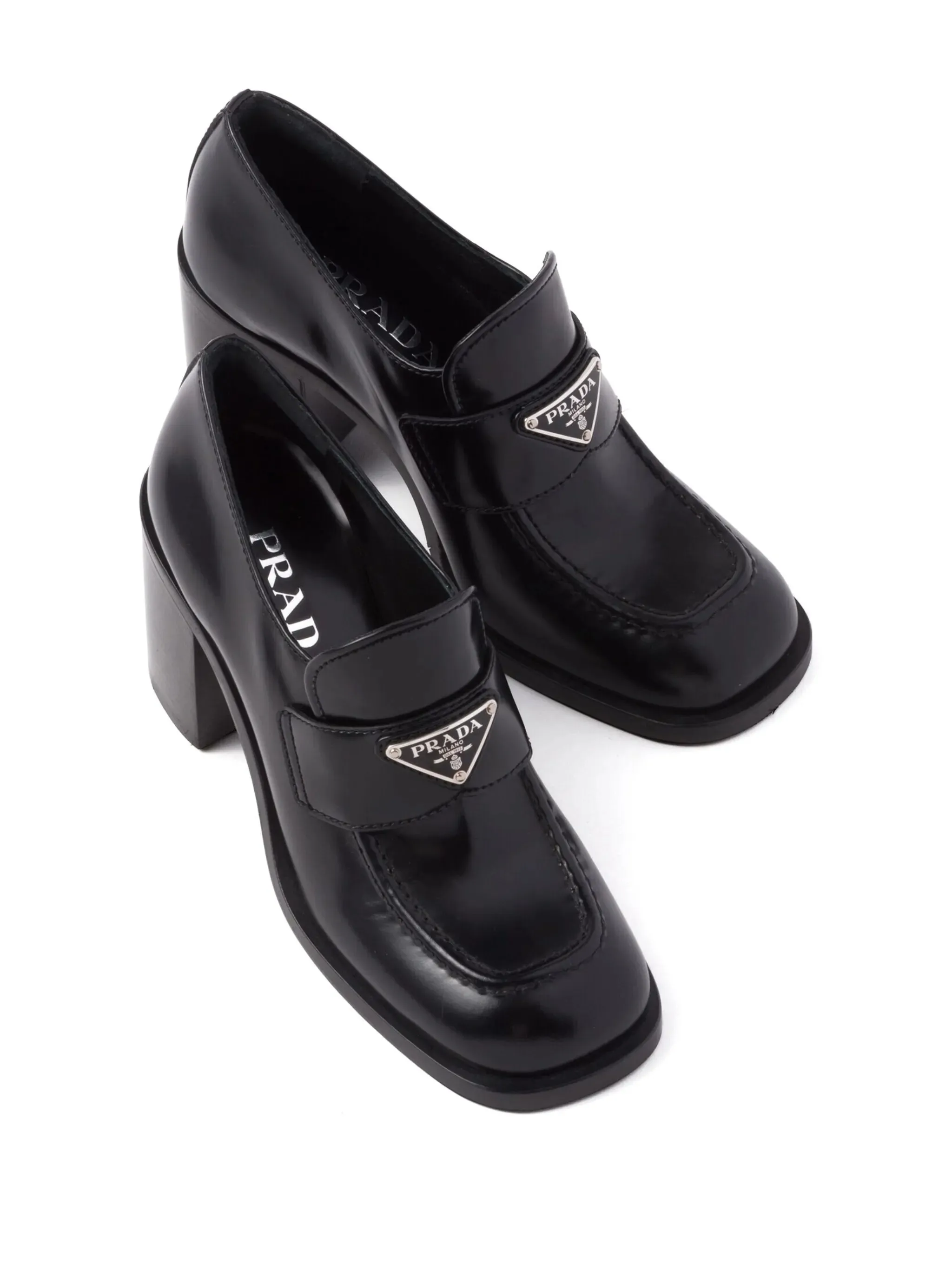 block-heel Guaranteed security Secure platform brushed-leather loafers