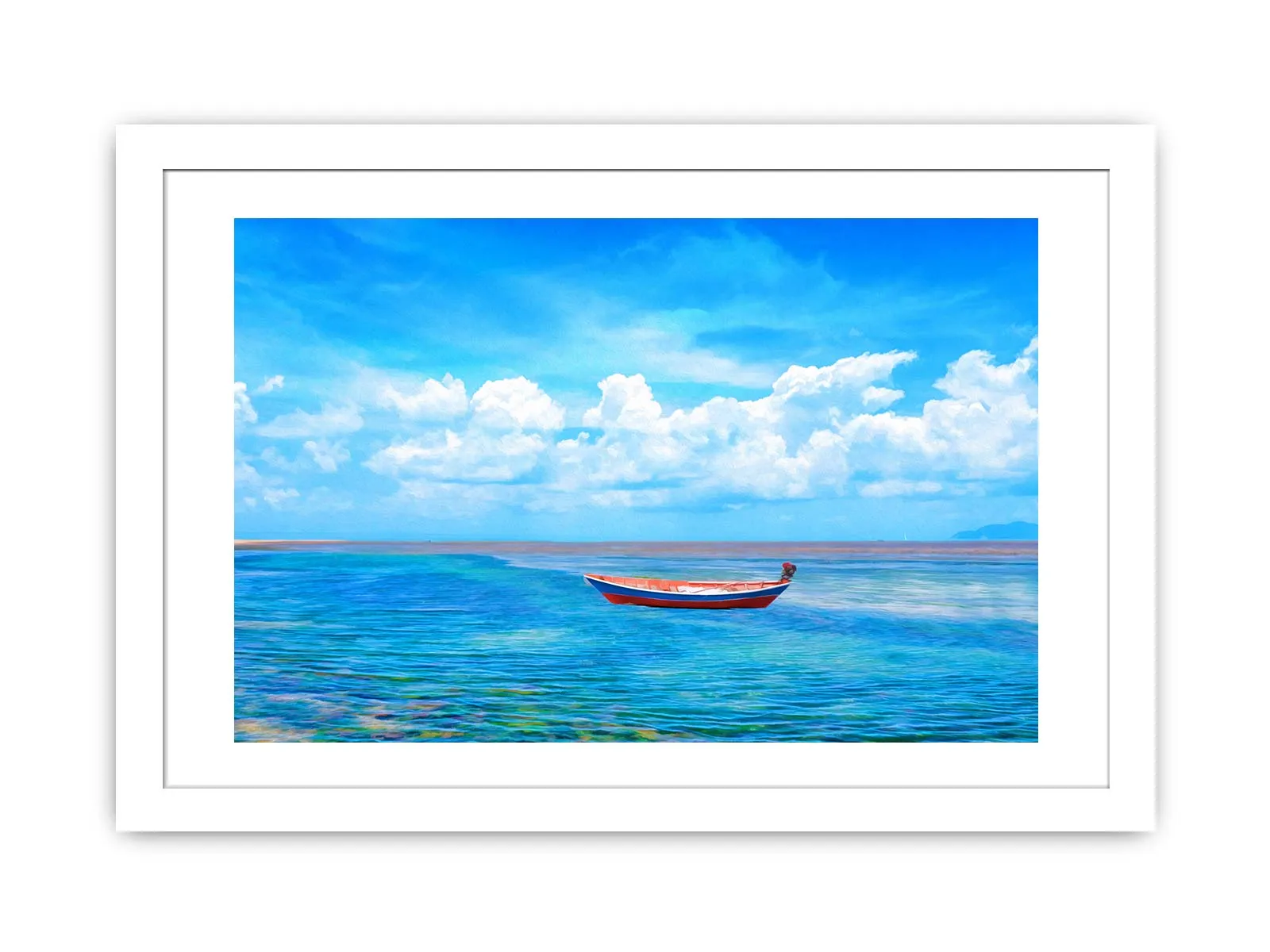 Blue Sea  Boat Painting