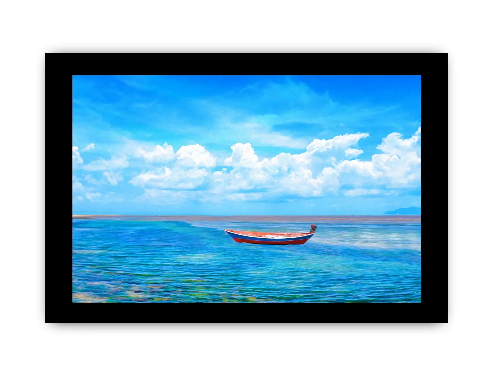 Blue Sea  Boat Painting