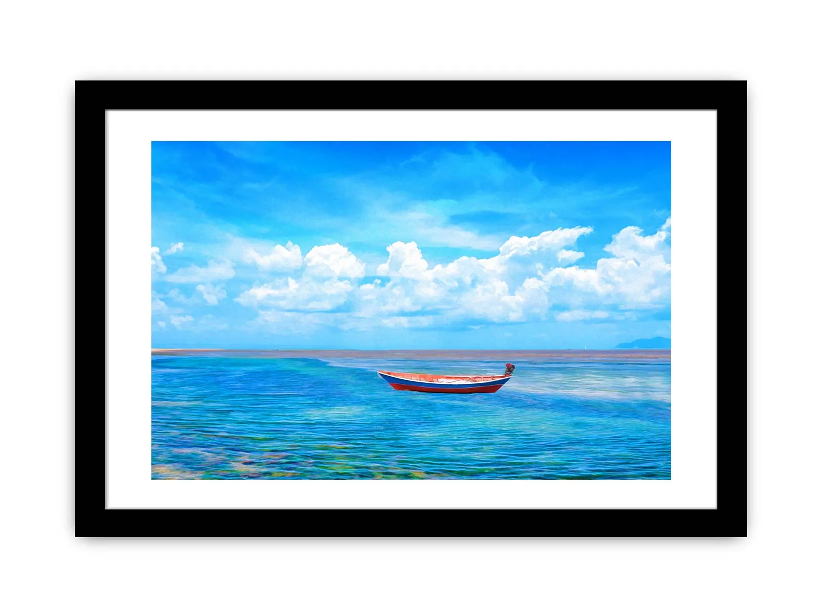 Blue Sea  Boat Painting