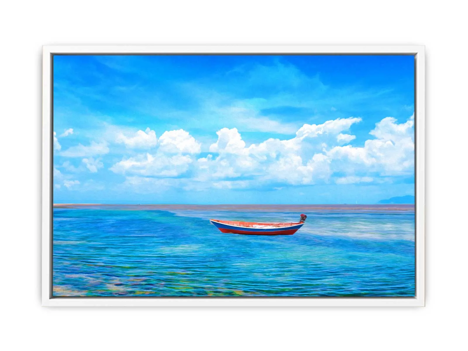 Blue Sea  Boat Painting