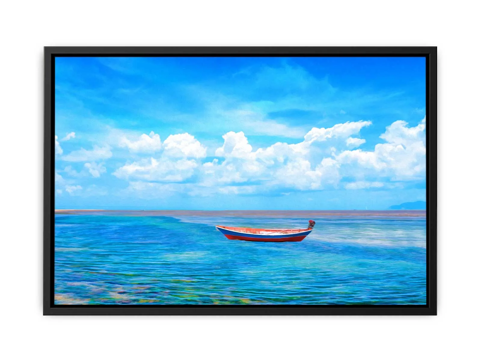 Blue Sea  Boat Painting