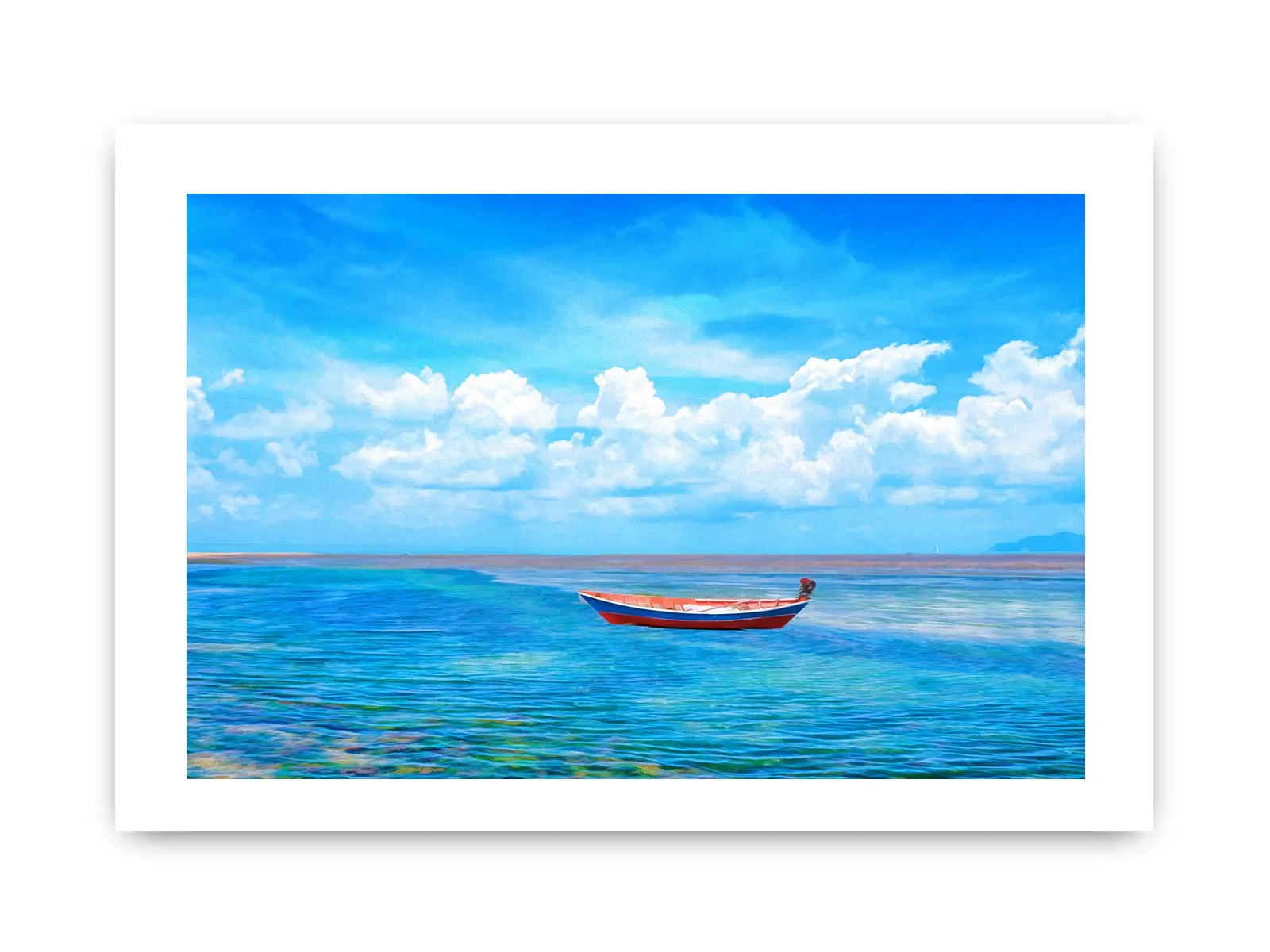 Blue Sea  Boat Painting