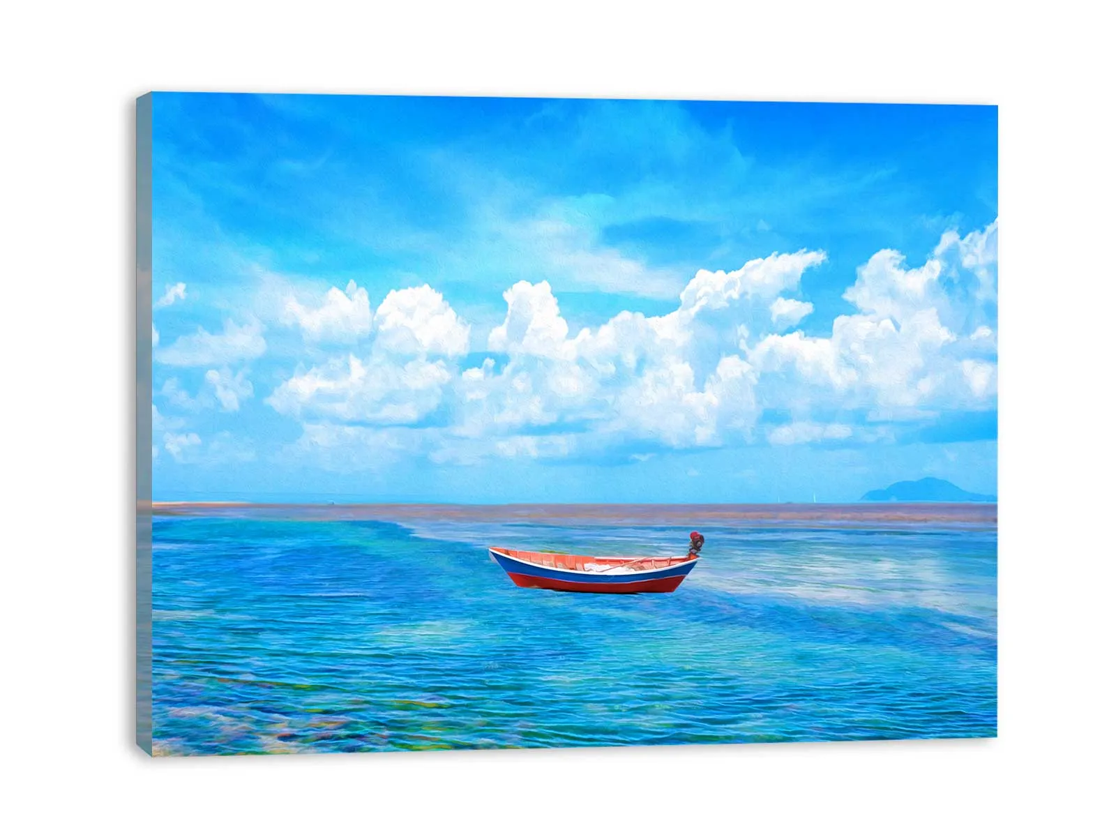 Blue Sea  Boat Painting