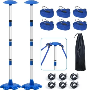 Boat Cover Support Poles Stand 2 Pack with Anti-Slip Rubber Base and Strap, Boat Cover Support System Adjustable Height at Will from 22.6” to 58” - Blue