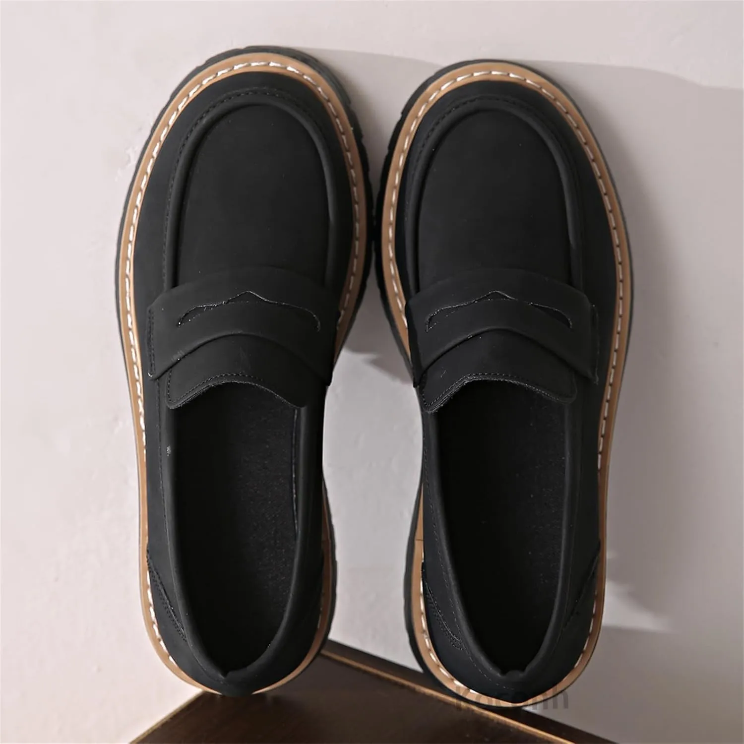 Bootara Loafers Shoes, Bootara Women's Plus Size Casual Retro Suede Loafers with Chunky Heel Platform