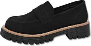Bootara Loafers Shoes, Bootara Women's Plus Size Casual Retro Suede Loafers with Chunky Heel Platform