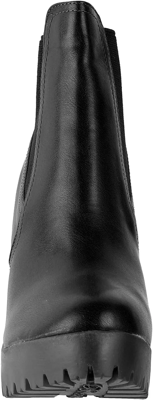 Breckelles Hanna-11 Women's Platform Chunky Heel Lug Sole Chelsea Ankle Booties