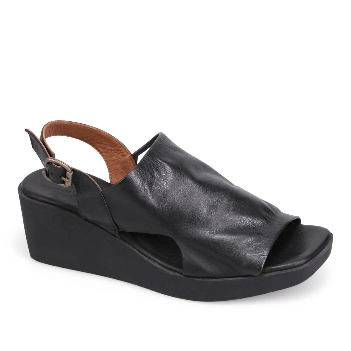 Bueno Women's Flynn Slingback Wedge in Black, 38 EU