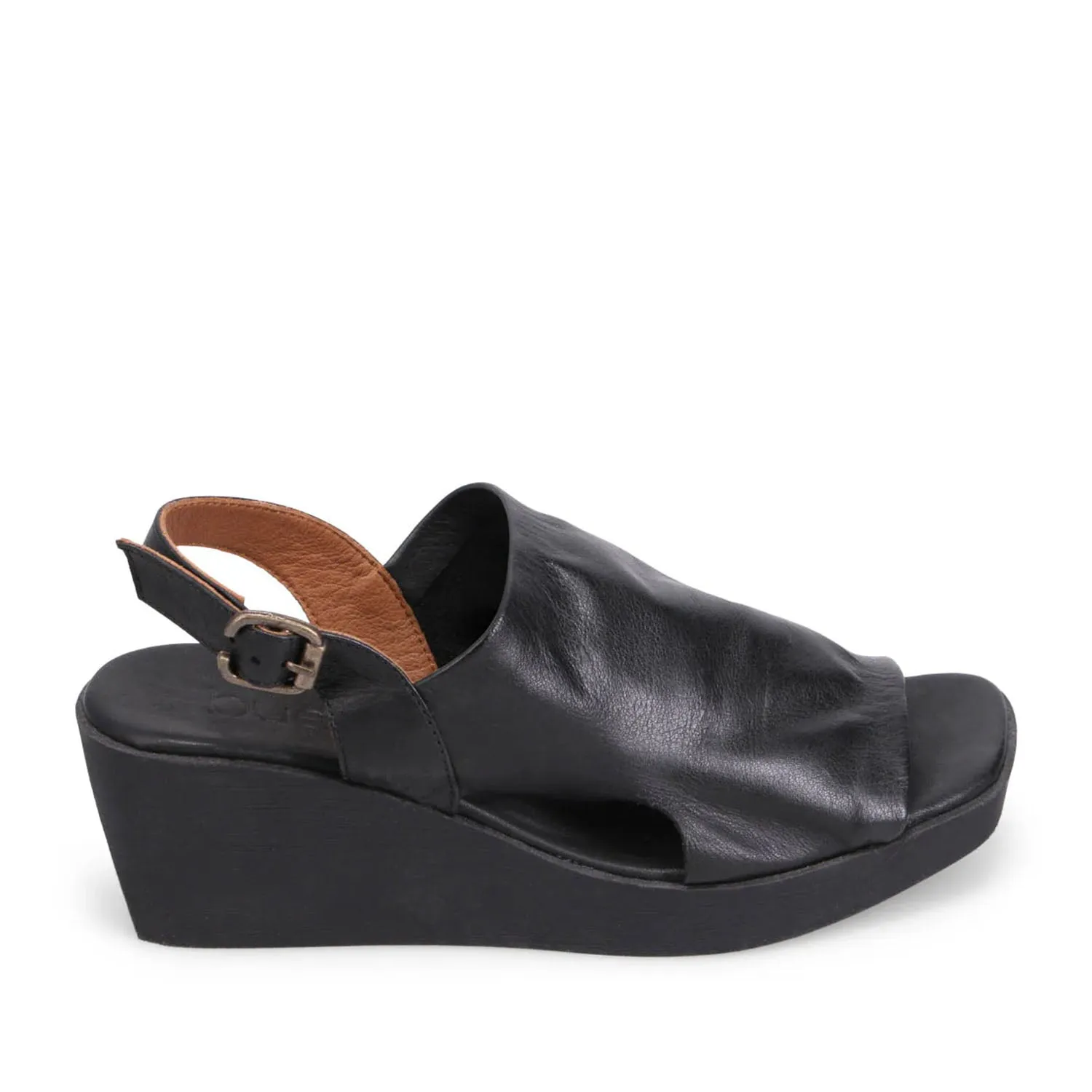 Bueno Women's Flynn Slingback Wedge in Black, 38 EU