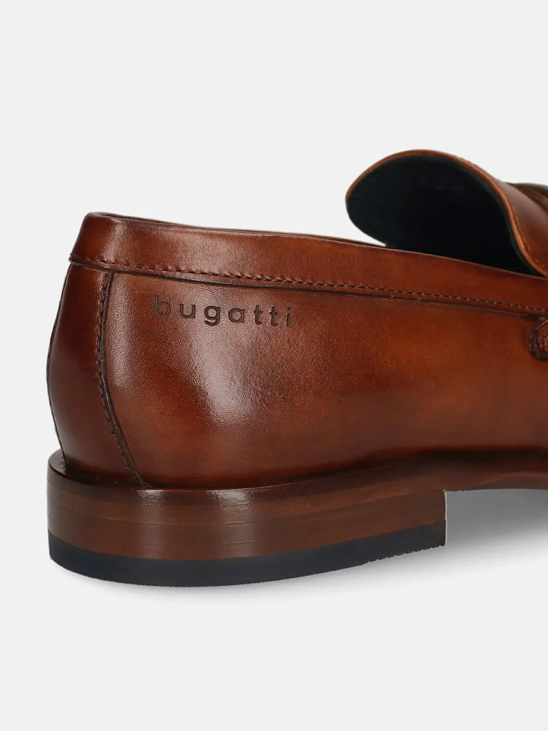 bugatti Cognac Premium Leather Slip-ons Formal