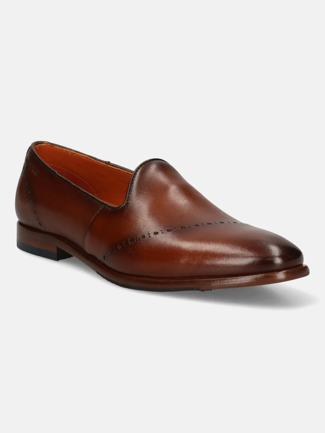 bugatti Cognac Premium Leather Slip-ons Formal