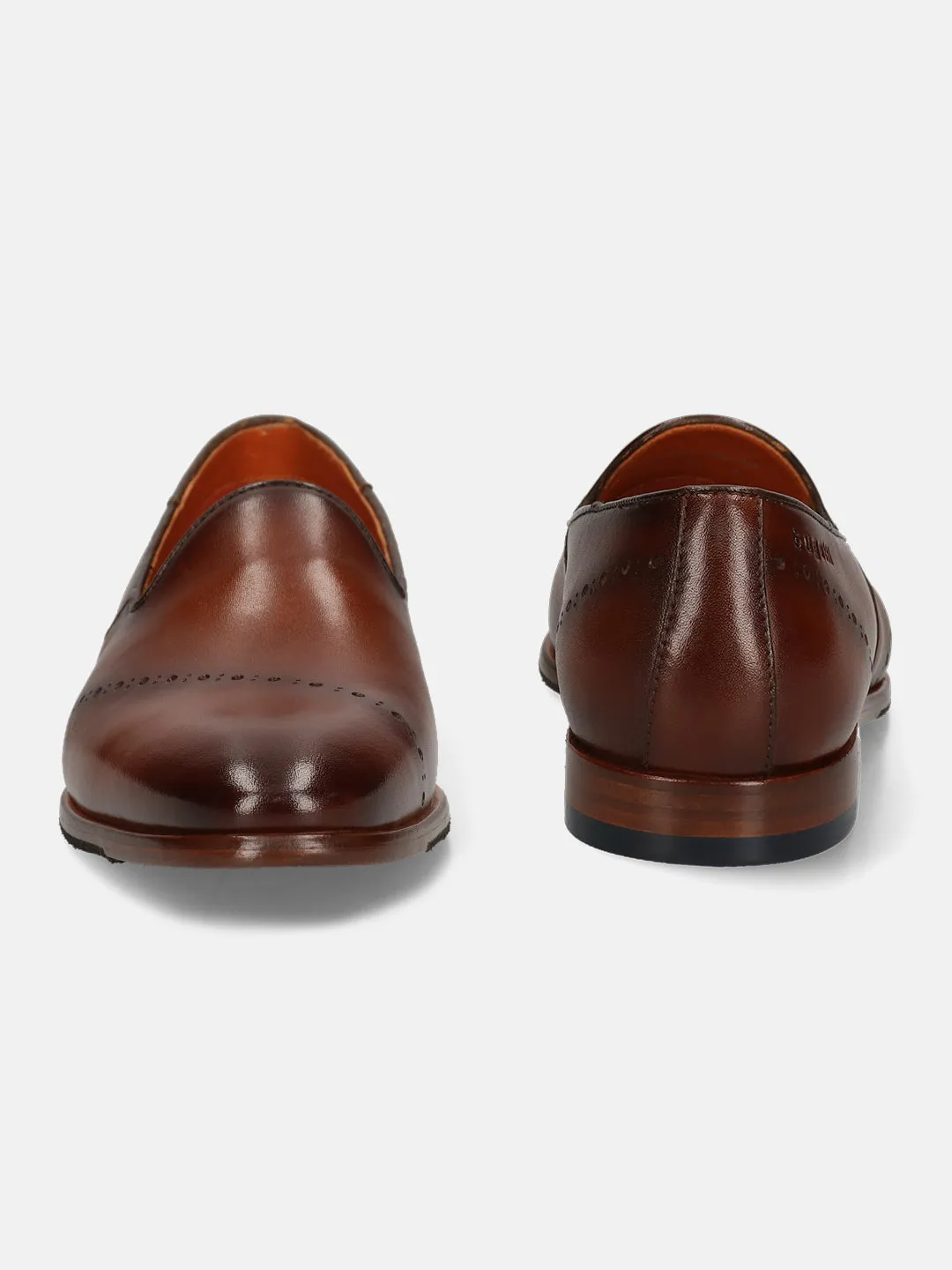 bugatti Cognac Premium Leather Slip-ons Formal