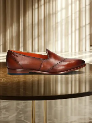 bugatti Cognac Premium Leather Slip-ons Formal