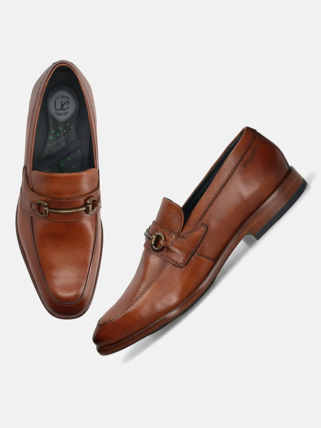 bugatti Cognac Premium Leather Slip-ons Formal