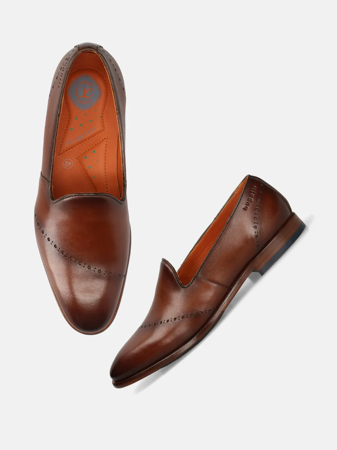 bugatti Cognac Premium Leather Slip-ons Formal