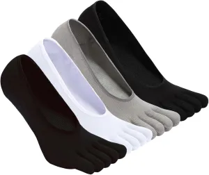 CaiDieNu No Show Toe Socks Women, Low Cut Five Fingers Cotton Running Athletic Invisible Boat Socks, 3/6 Pairs