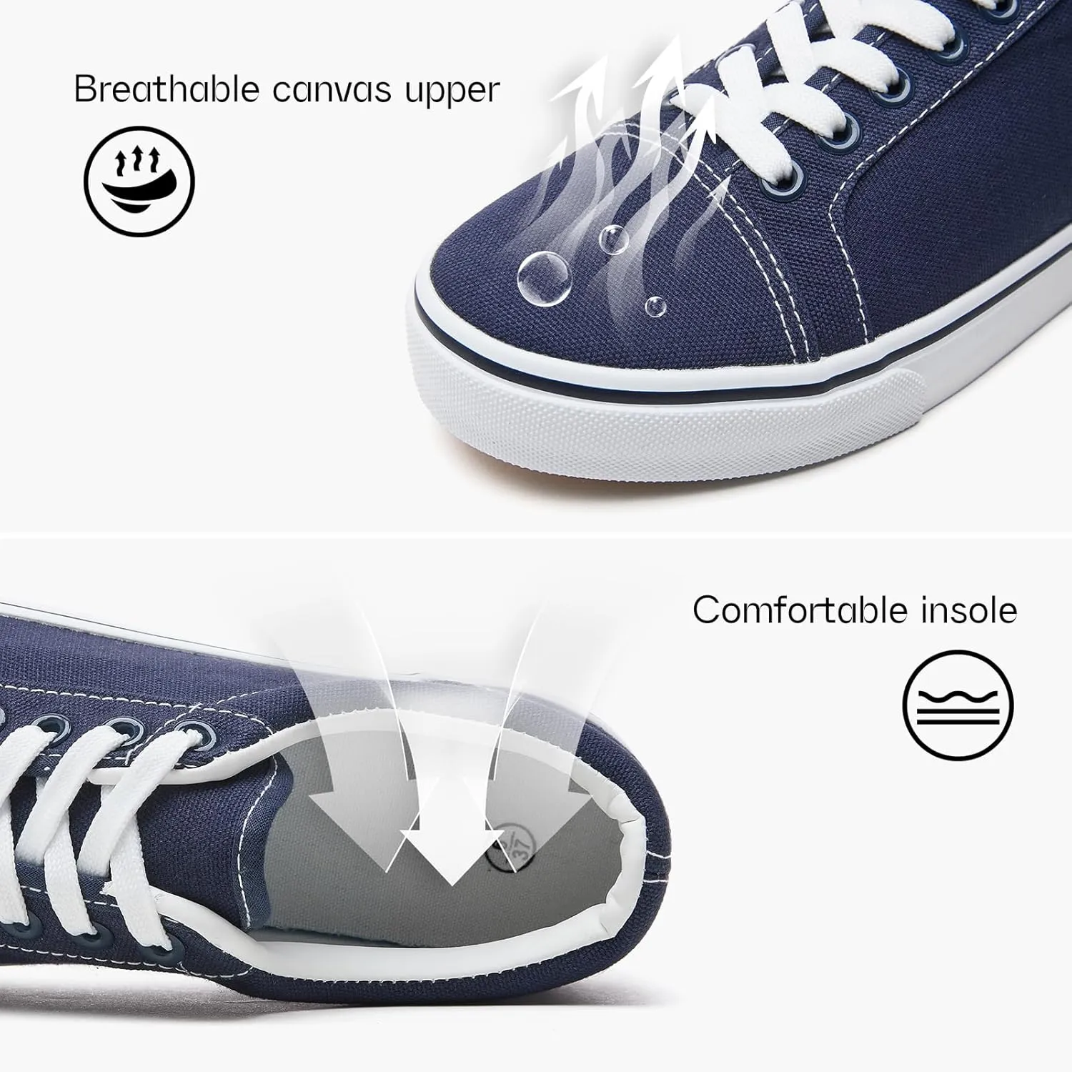 Canvas Shoes for Women White Canvas Sneakers Womens Casual Shoes Low Top Black Sneakers Comfortable Tennis Shoes