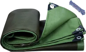 Canvas Tarp, Heavy Duty Waterproof Tarps, Canvas Tarp with Rustproof Grommets, Outdoor Waterproof Tarpaulin, for Camping, Tent Shelter, Boat, Car,Boat, 3x3
