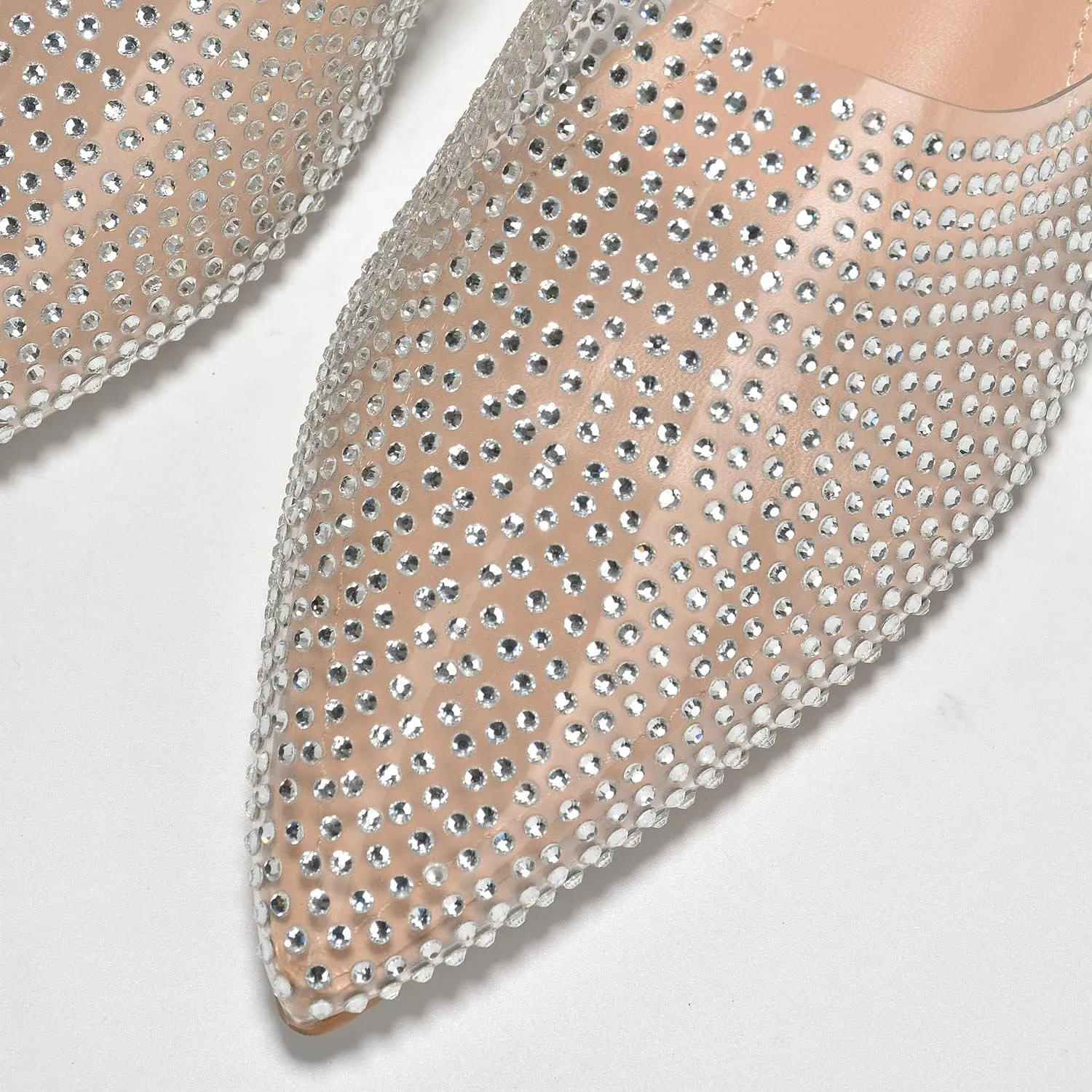 Cape Robbin Crunch Satin Clear Rhinestone Flat Mules (Crunch)