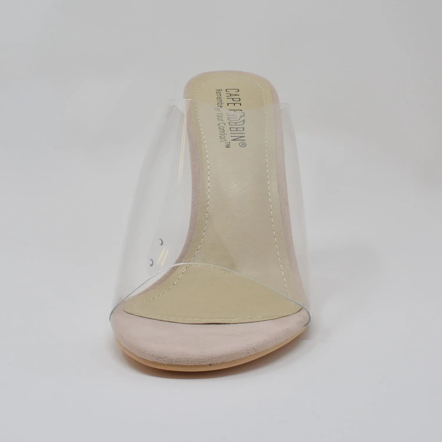 Cape Robbin Womens Open Toe Clear Transparent Lucite Wedge Heel Mules Pump Sandals Shoes