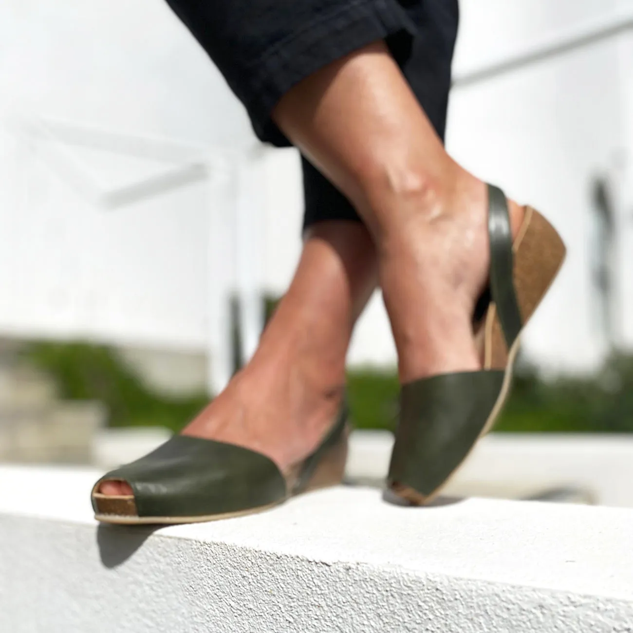 Cardona Avarcas Cork Wedge in Khaki