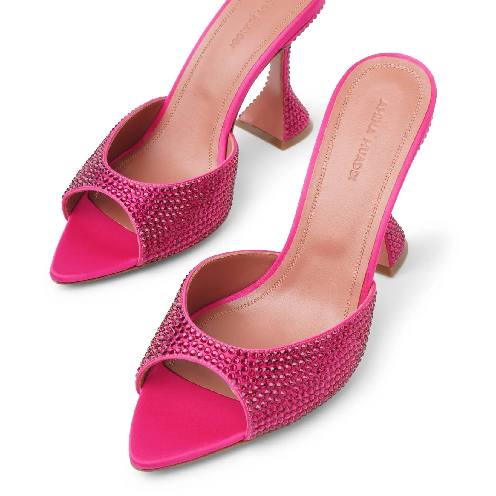 Caroline 95 pink crystal mules