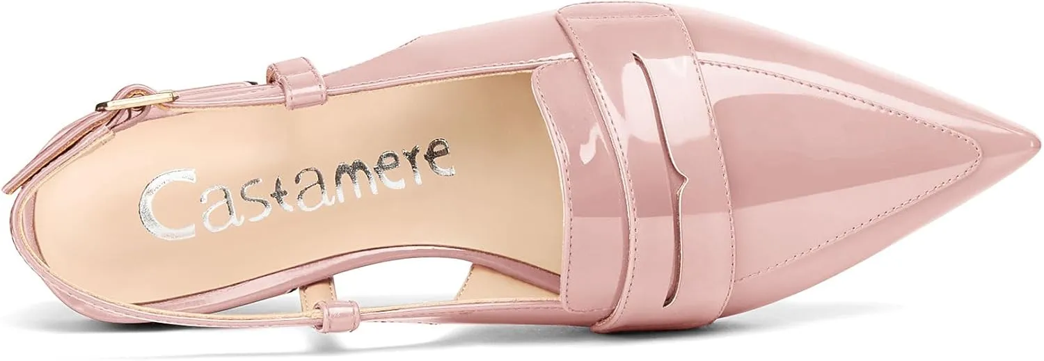 Castamere Slingback Flats for Women Close Pointed Toe Loafers Low Heel Slip-on Pumps Office Casual Dress Shoes 0.8 Inches Heels