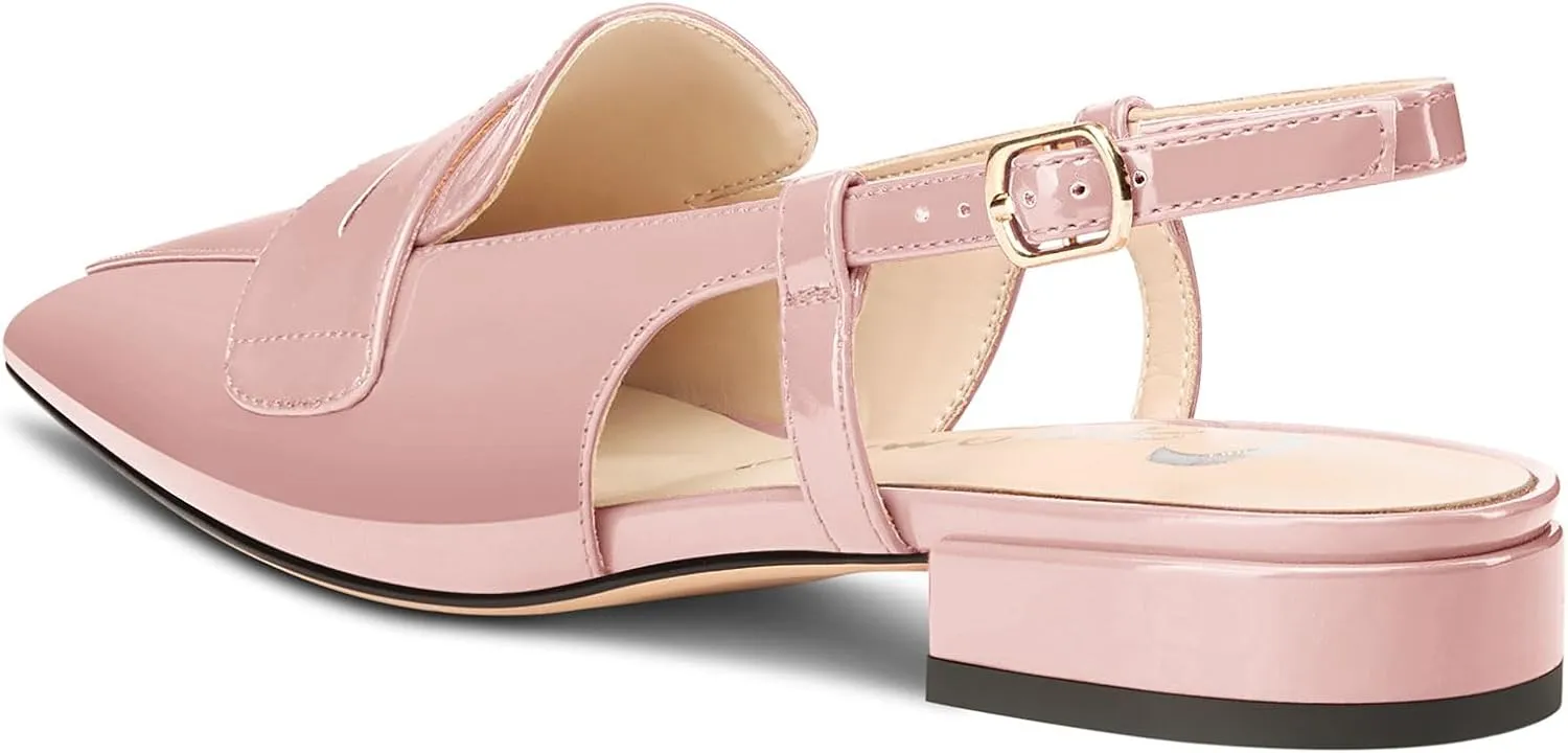 Castamere Slingback Flats for Women Close Pointed Toe Loafers Low Heel Slip-on Pumps Office Casual Dress Shoes 0.8 Inches Heels