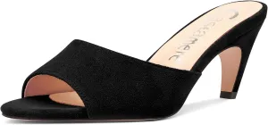 Castamere Women Heeled Sandals Round Open Toe Kitten Heels Slip on Heeled Mules for Prom Wedding Vacation Low Heels Stiletto Heeled Slides 2.6 Inches
