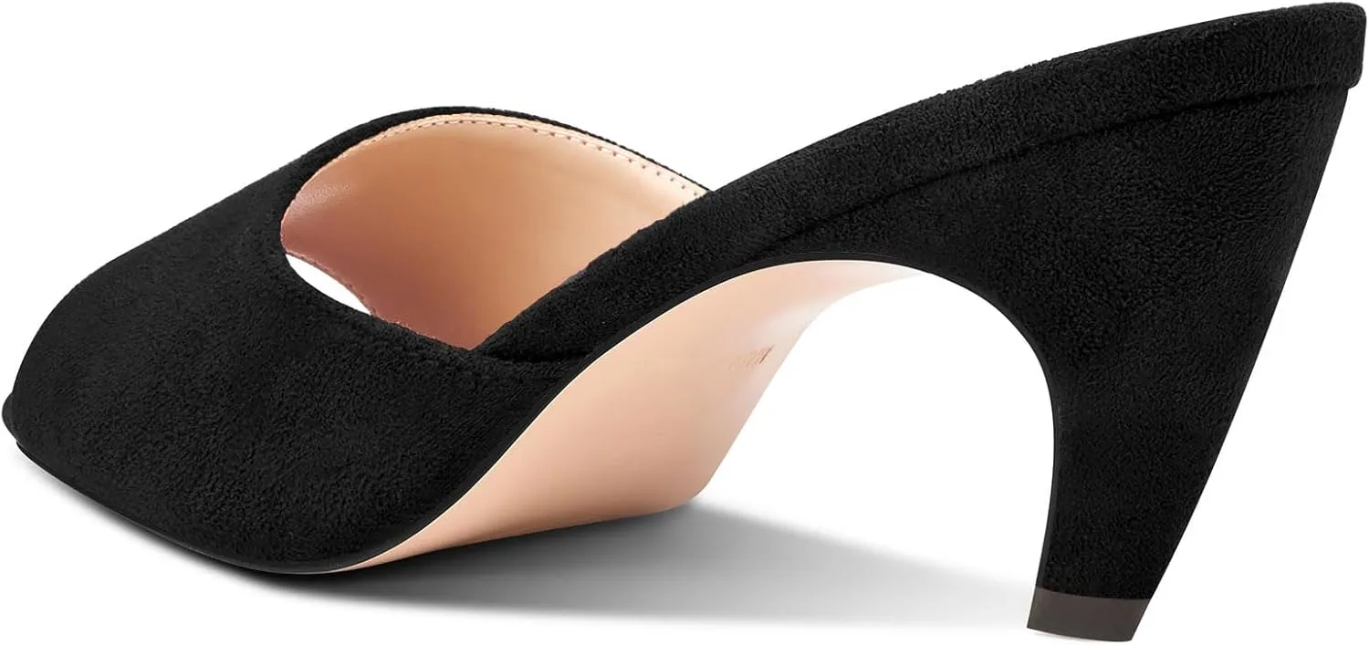 Castamere Women Heeled Sandals Round Open Toe Kitten Heels Slip on Heeled Mules for Prom Wedding Vacation Low Heels Stiletto Heeled Slides 2.6 Inches