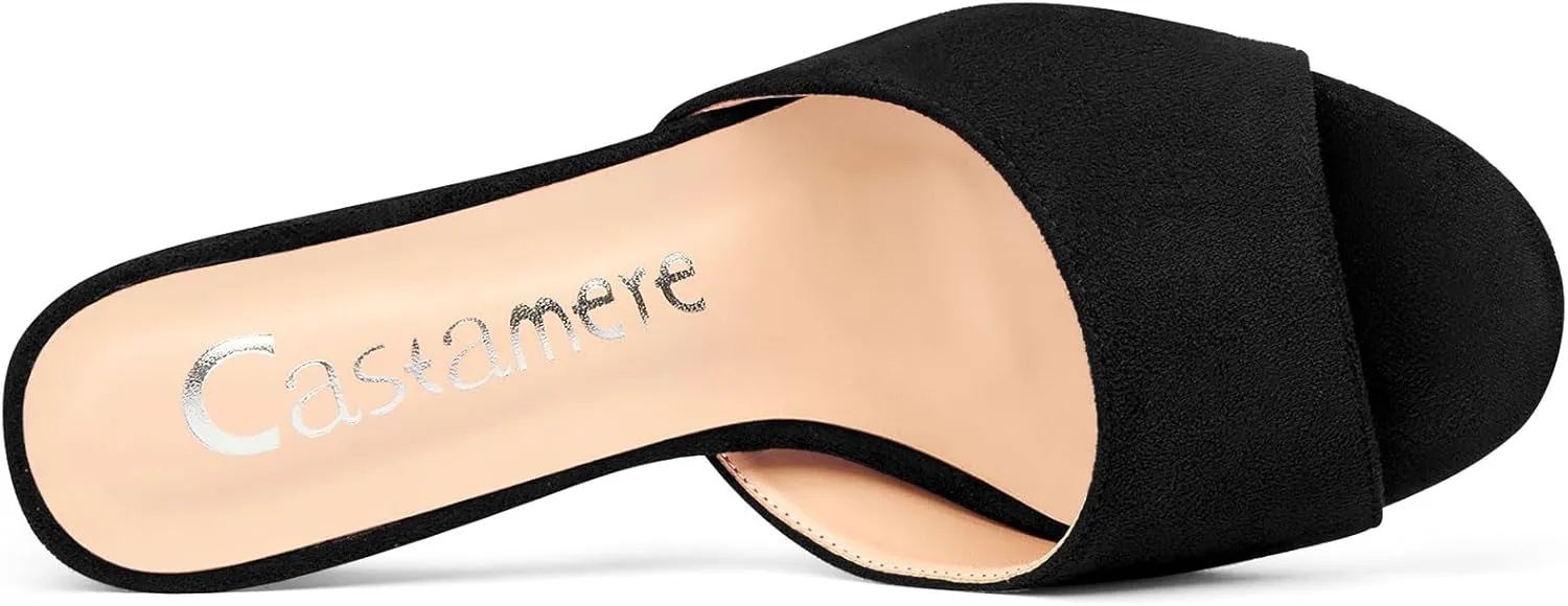 Castamere Women Heeled Sandals Round Open Toe Kitten Heels Slip on Heeled Mules for Prom Wedding Vacation Low Heels Stiletto Heeled Slides 2.6 Inches