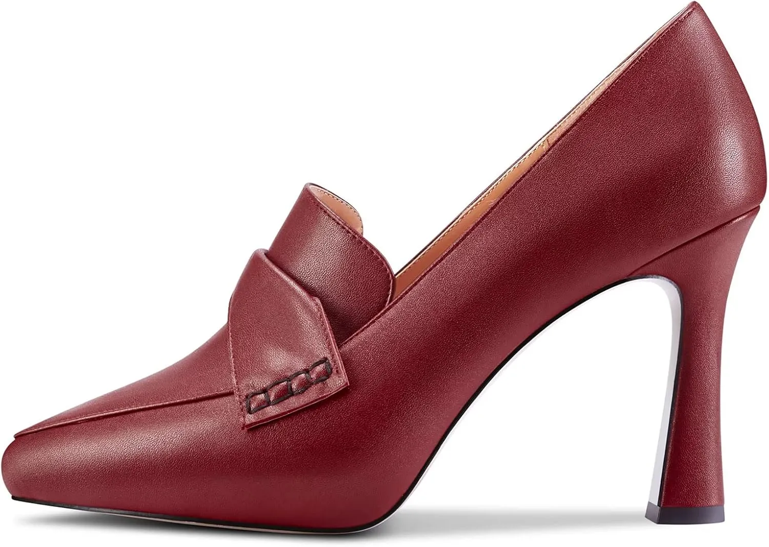 Castamere Women High Stiletto Platform Heel Pointed Toe Loafers Slip-on Pumps Work Business Office Dress 3.9 Inches Heels