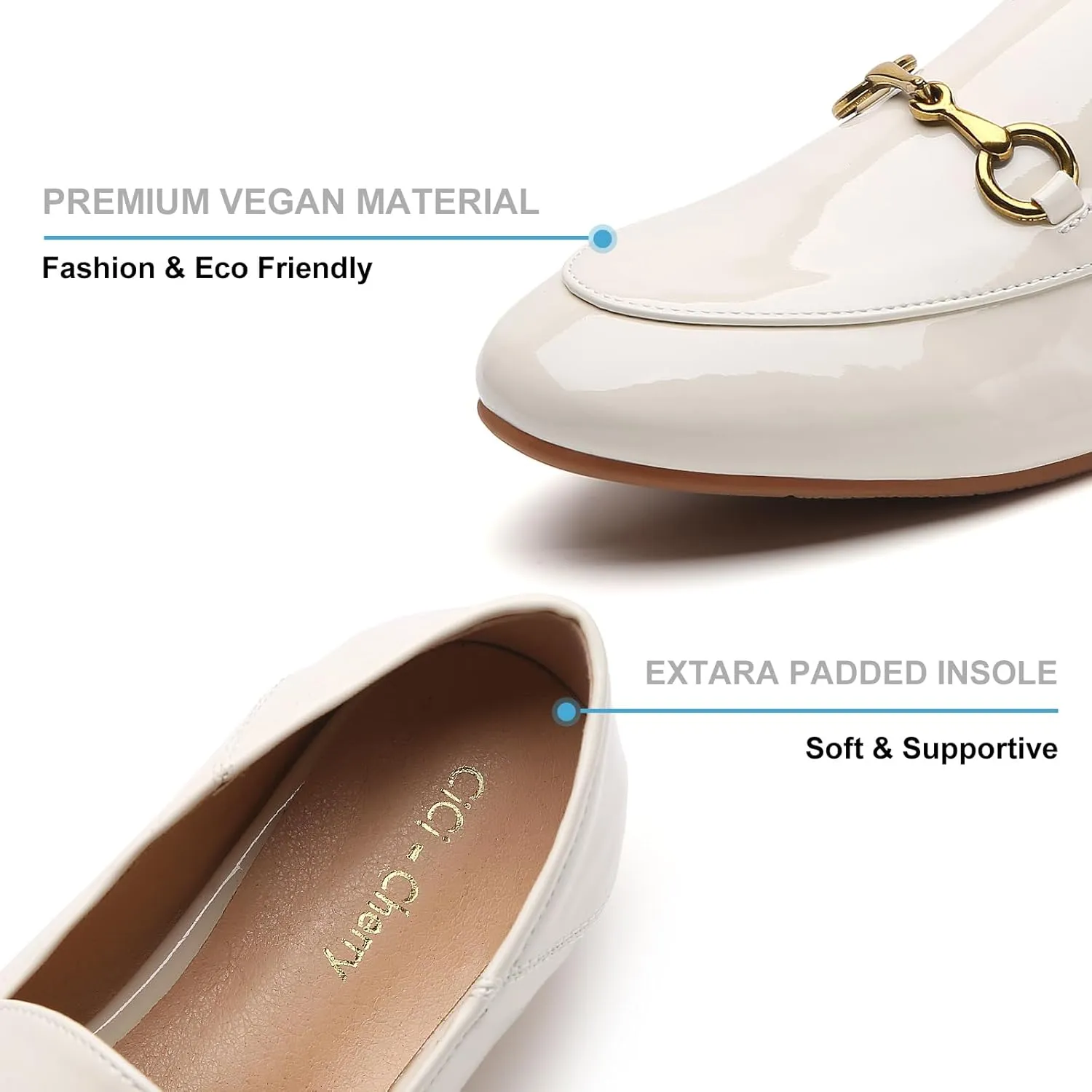 Casual Buckle Loafers for Women Work Flats Round Toe Business Backless Ballet Flats Metal Décor Driving Slip on