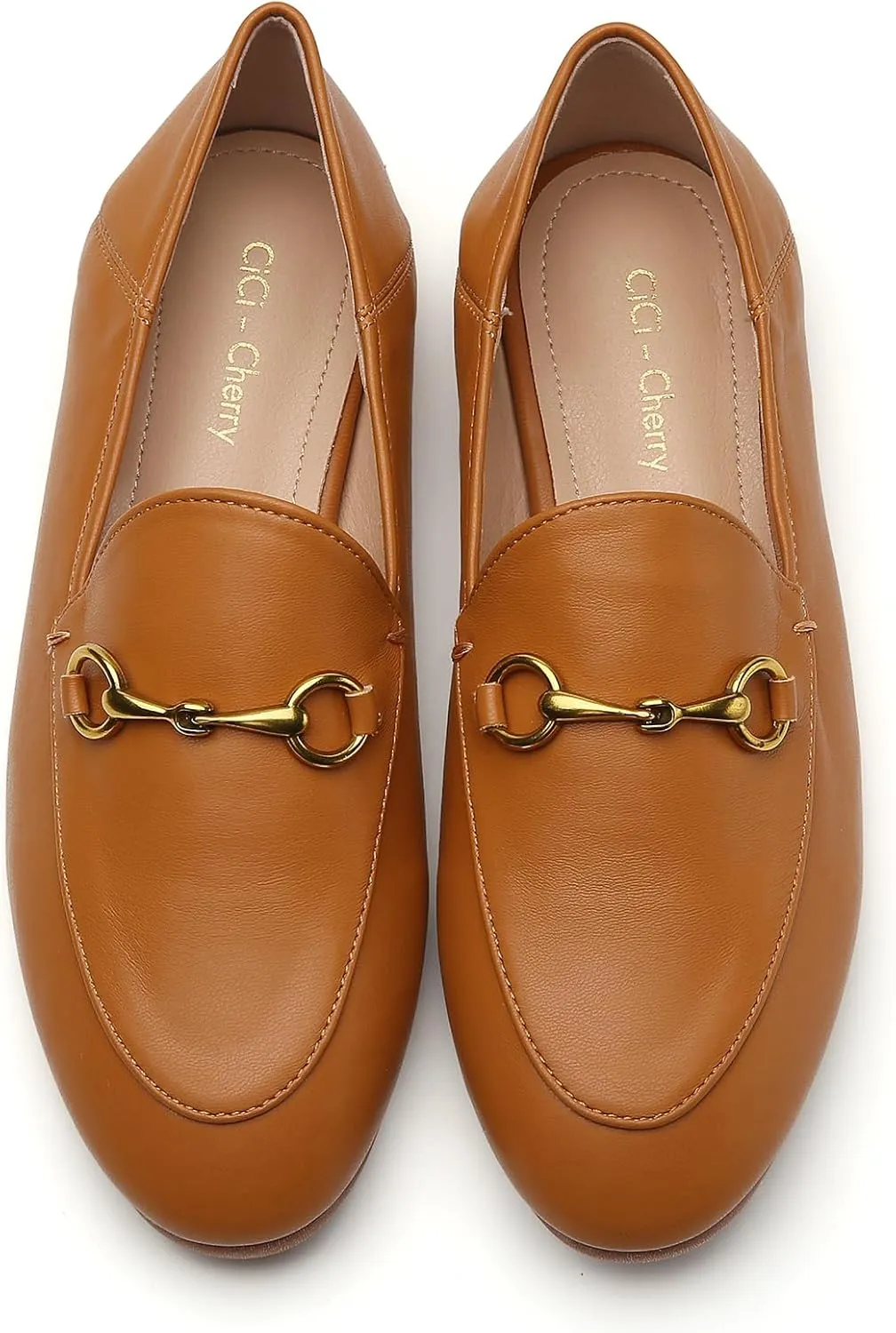 Casual Buckle Loafers for Women Work Flats Round Toe Business Backless Ballet Flats Metal Décor Driving Slip on