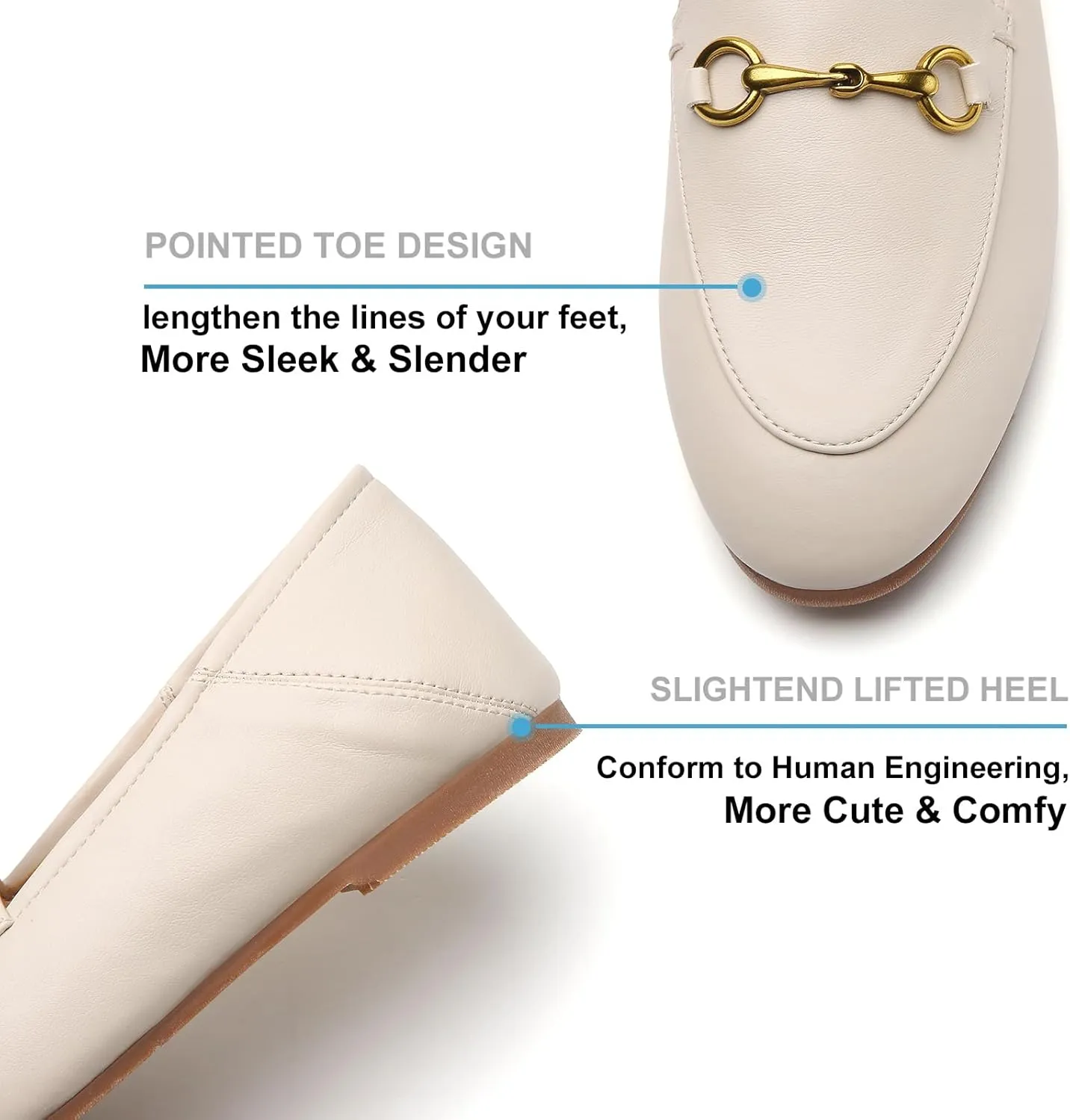 Casual Buckle Loafers for Women Work Flats Round Toe Business Backless Ballet Flats Metal Décor Driving Slip on