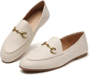 Casual Buckle Loafers for Women Work Flats Round Toe Business Backless Ballet Flats Metal Décor Driving Slip on