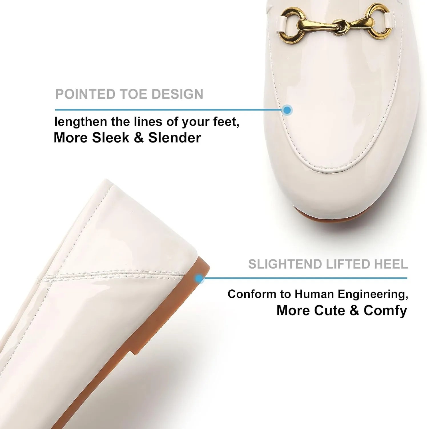 Casual Buckle Loafers for Women Work Flats Round Toe Business Backless Ballet Flats Metal Décor Driving Slip on
