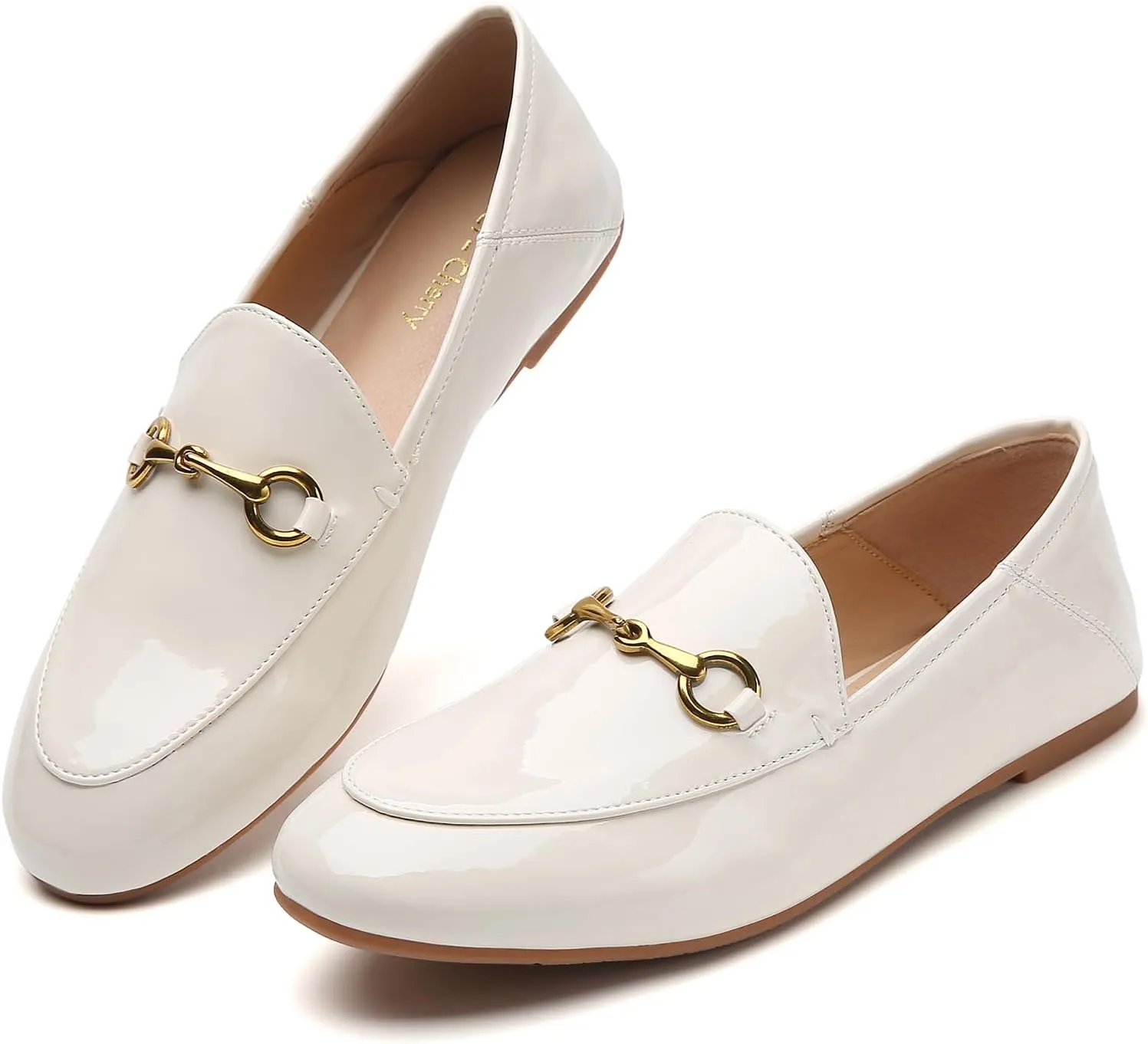 Casual Buckle Loafers for Women Work Flats Round Toe Business Backless Ballet Flats Metal Décor Driving Slip on