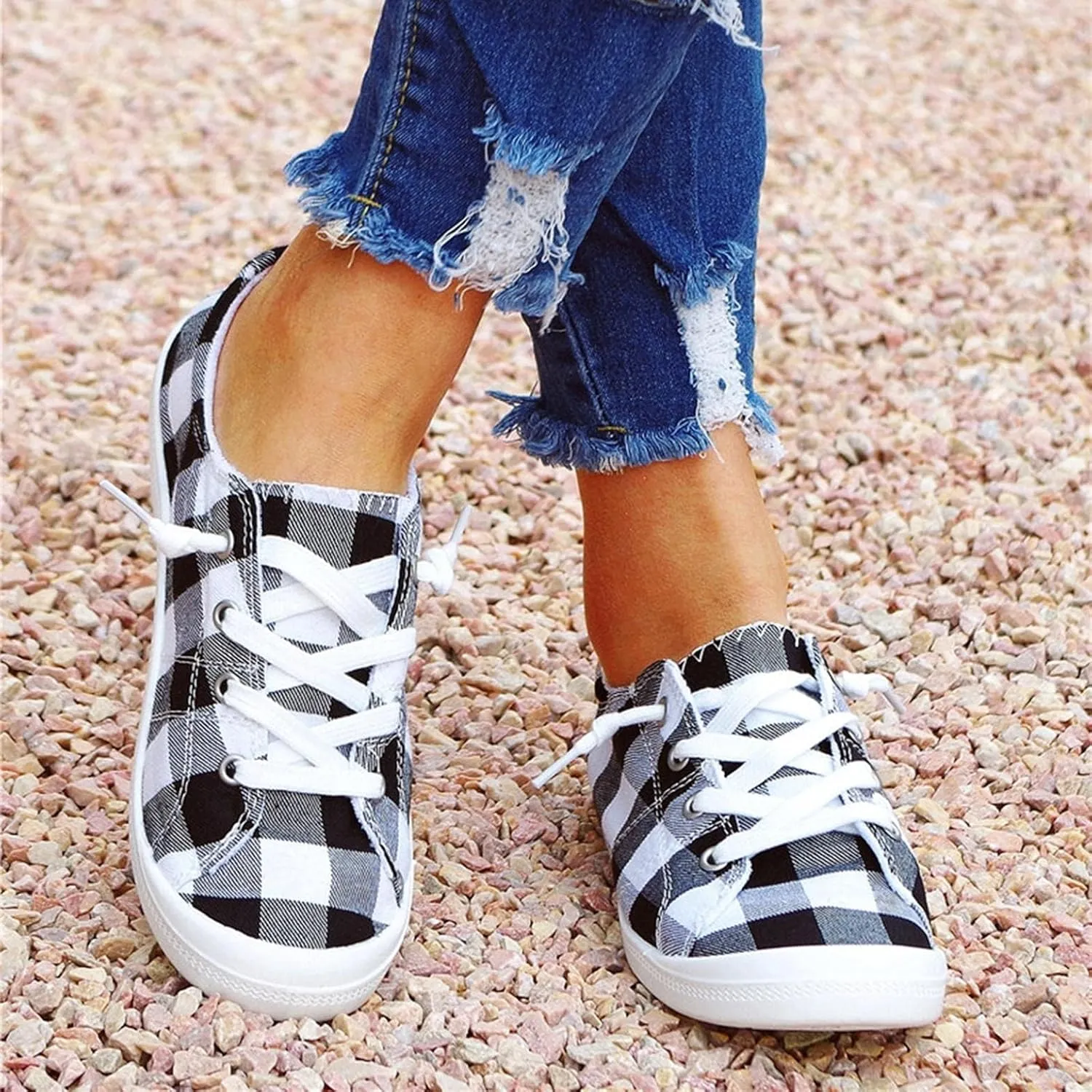 Casual Canvas Shoes Sneakers for Women, Lace up Canvas Sneakers,Lace Up Fashion Comfortable Walking Shoes,Slip On Non Slip Shoes Lace Up Canvas Low Top Shoes
