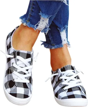 Casual Canvas Shoes Sneakers for Women, Lace up Canvas Sneakers,Lace Up Fashion Comfortable Walking Shoes,Slip On Non Slip Shoes Lace Up Canvas Low Top Shoes
